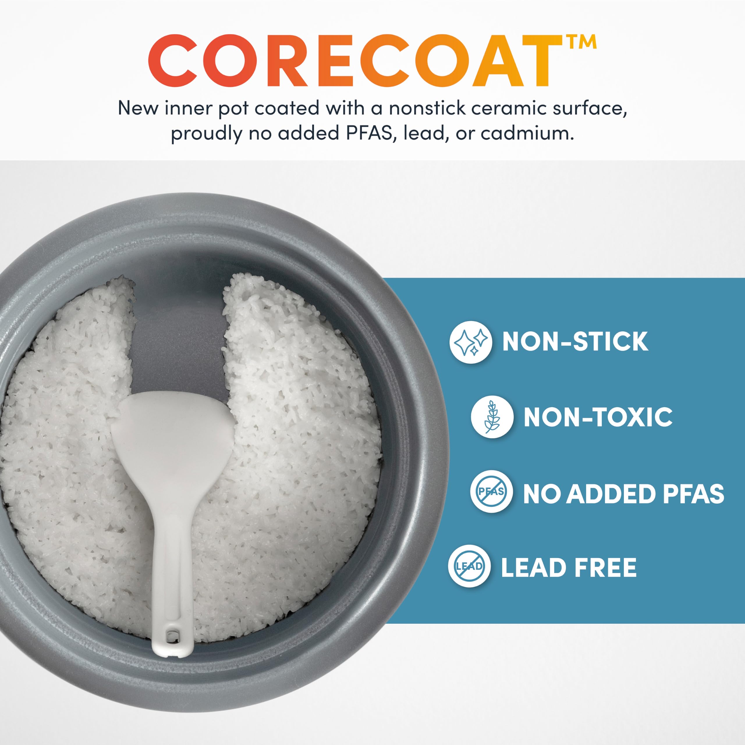 AROMA cooker next to coffee mug demonstrating compact size and space savings
