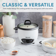 AROMA steam tray and accessories laid out showing versatile steaming and included tools