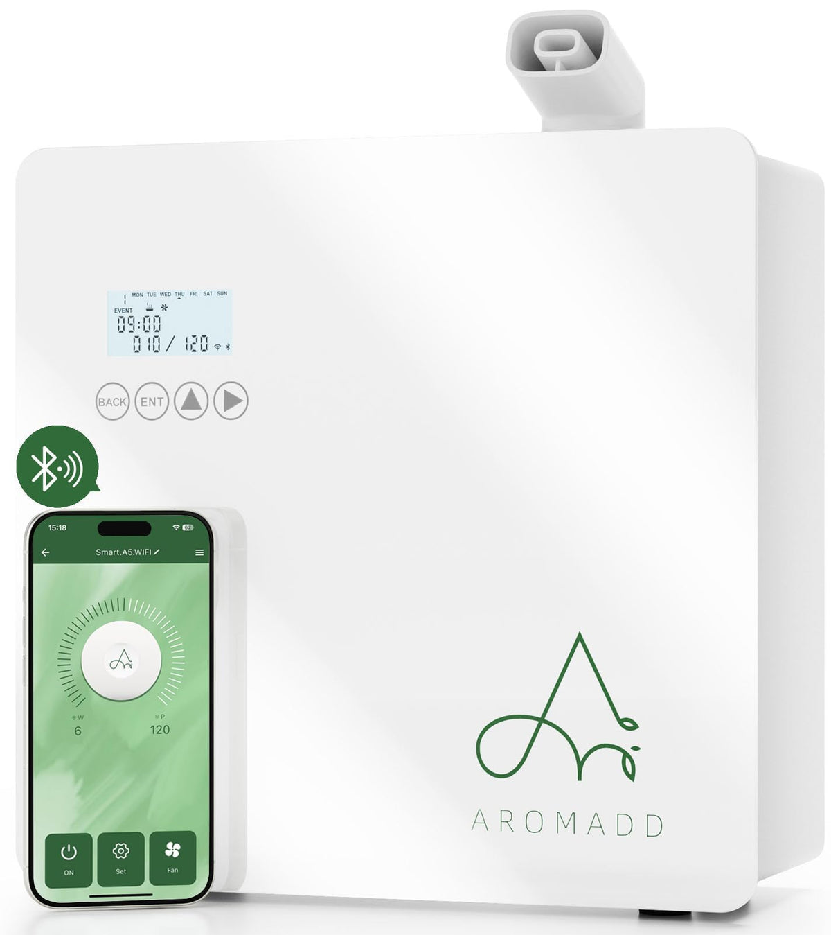 Aromadd front view showing sleek diffuser design and easy access