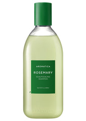 AROMATICA front bottle shot showing clean rosemary shampoo packaging and daily use benefit