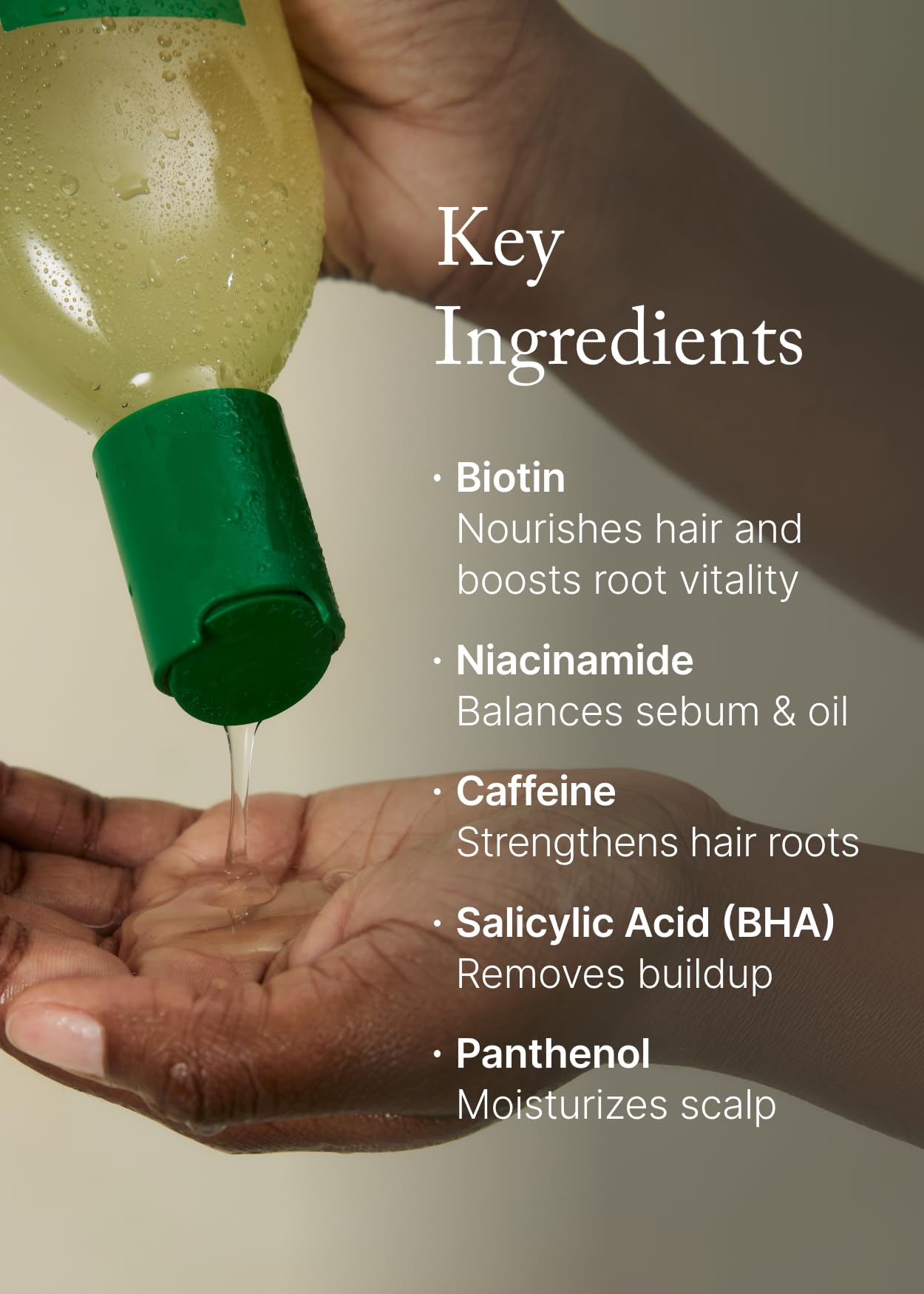 AROMATICA in-use shower scene showing scalp massage benefit for refreshed roots