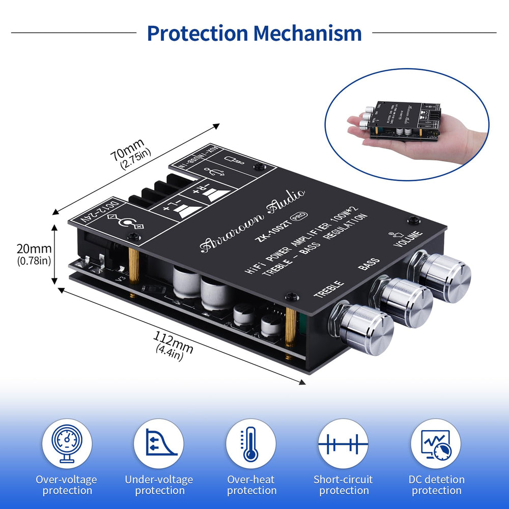 ARRAROWN amplifier inside protective case for safe, reliable operation