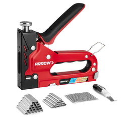 Arrow Fastener front view showing metal body and ergonomic handle for durable use