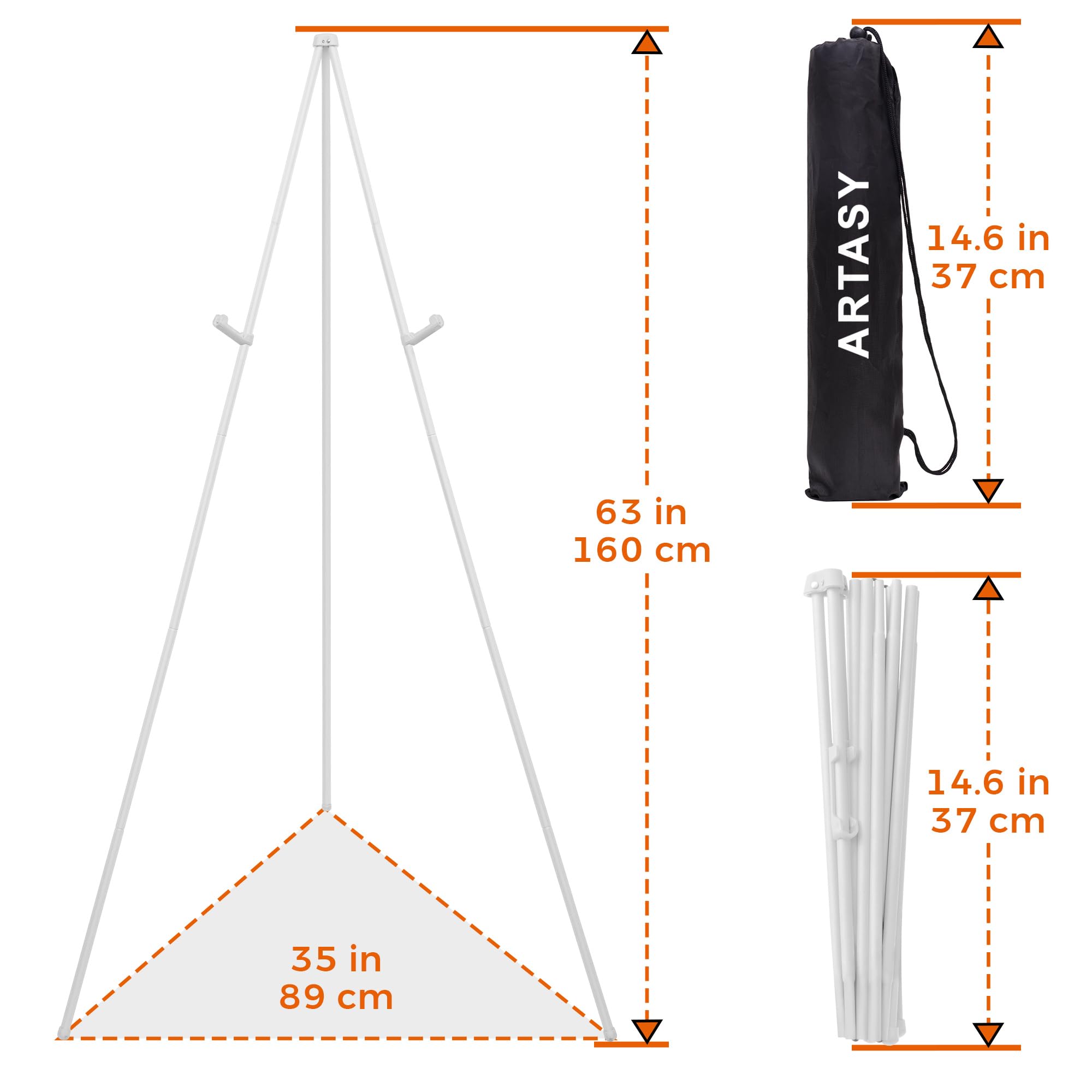 ARTASY easel beside a standard poster showing size and scale for planning