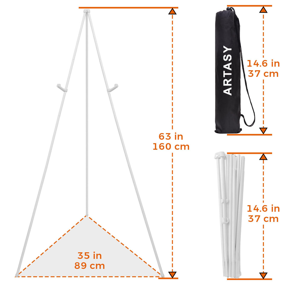 ARTASY easel beside a standard poster showing size and scale for planning