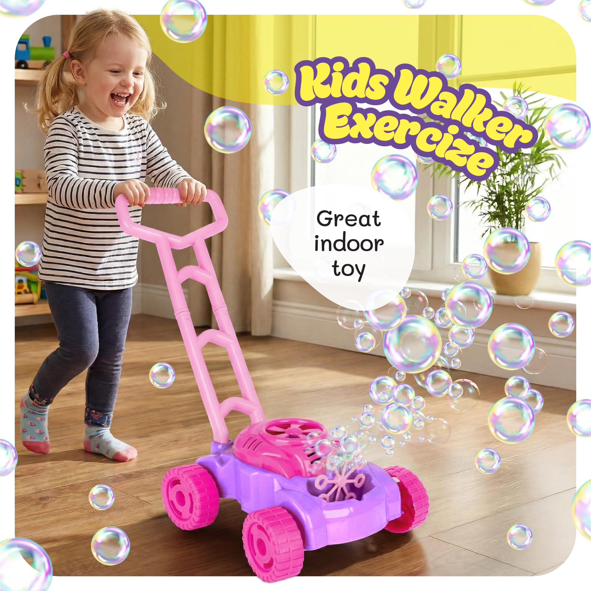 ArtCreativity mower producing continuous bubbles to encourage active chasing play