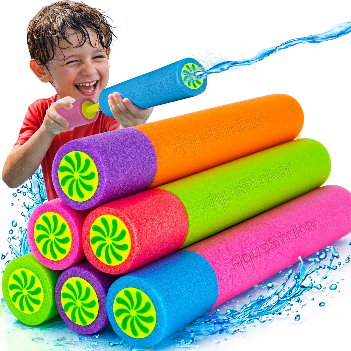 ArtCreativity front view of six-pack foam water guns showing vibrant colors and value