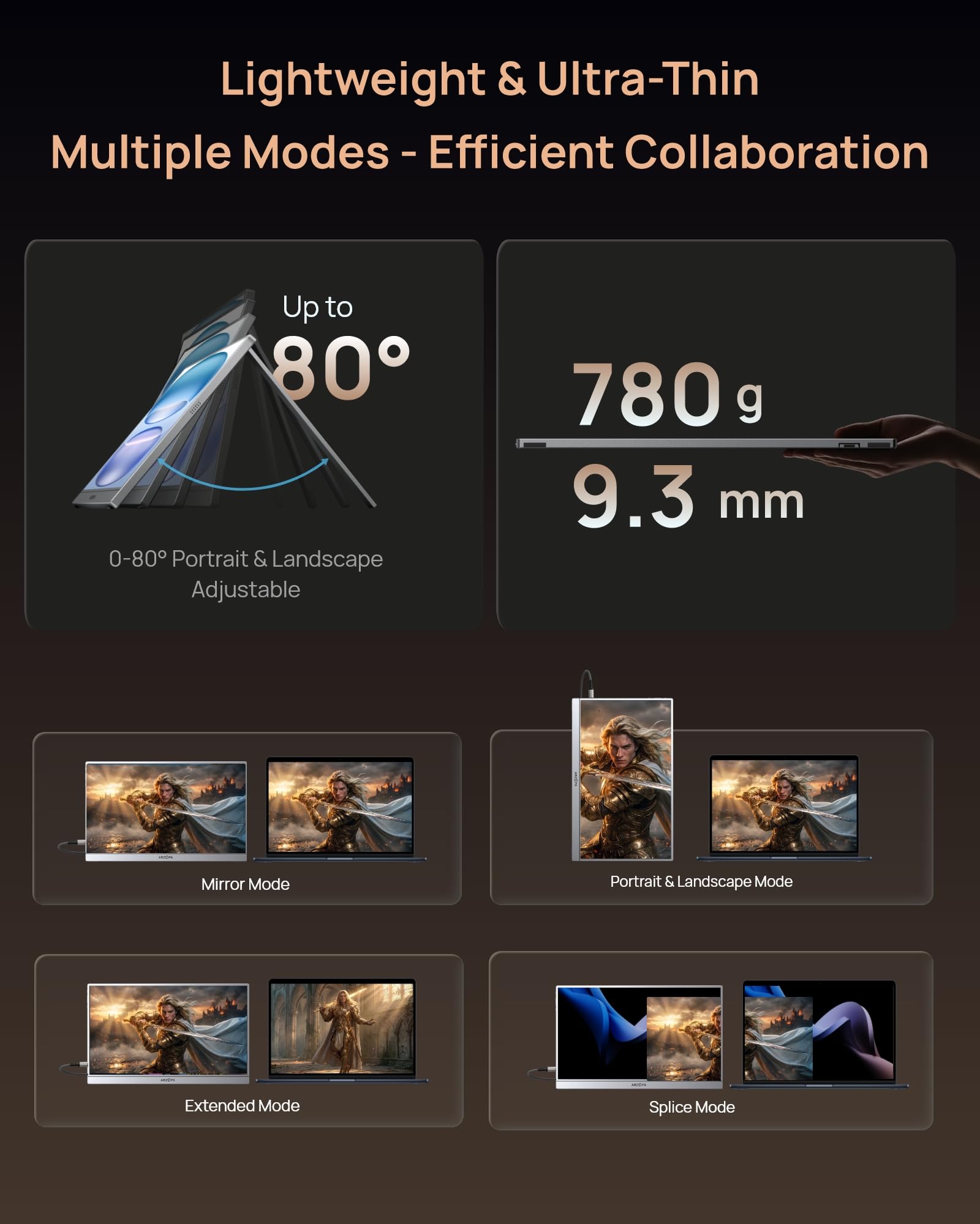 ARZOPA Z3FC in vertical mode for coding and document viewing efficiency