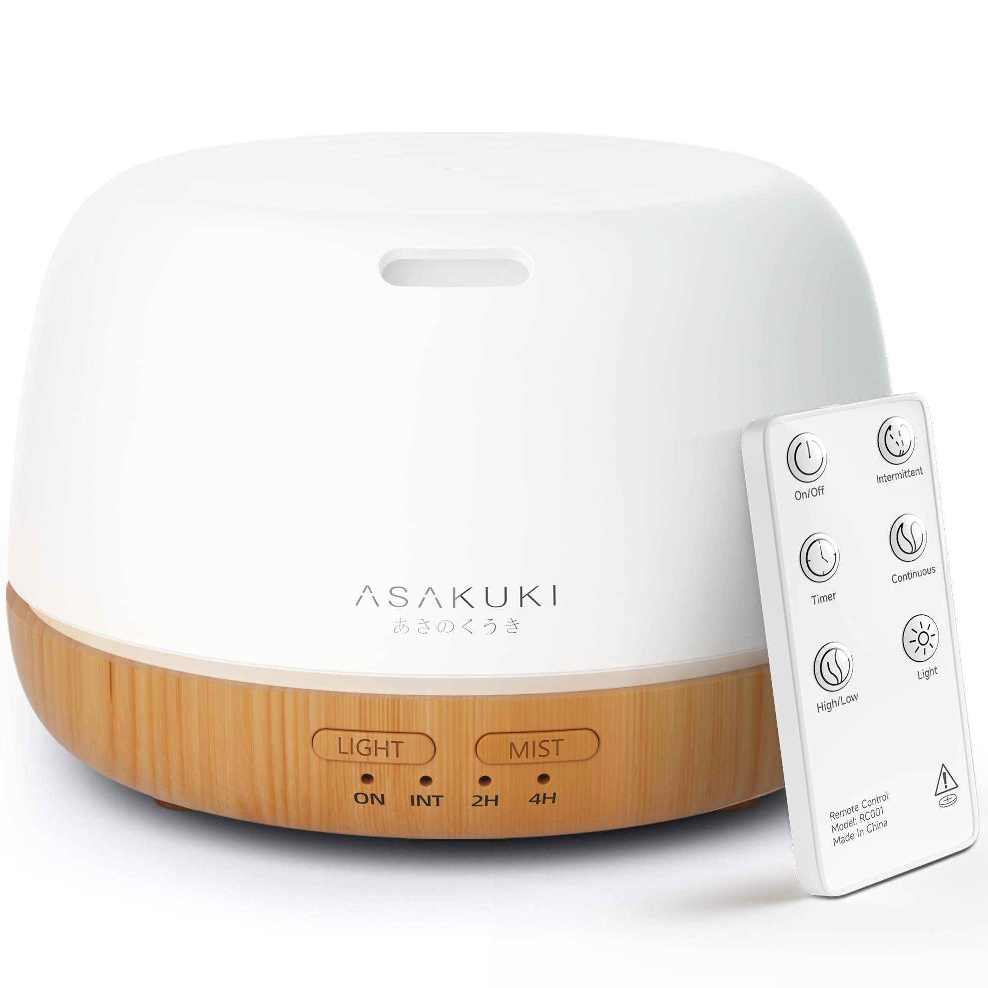 ASAKUKI front view showing compact diffuser design and 7-color light benefit