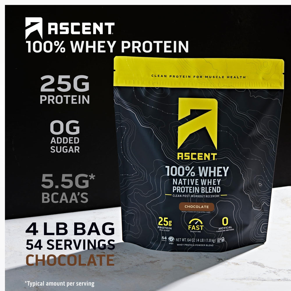 Ascent powder close-up highlighting fine texture for smooth shakes and easy mixing