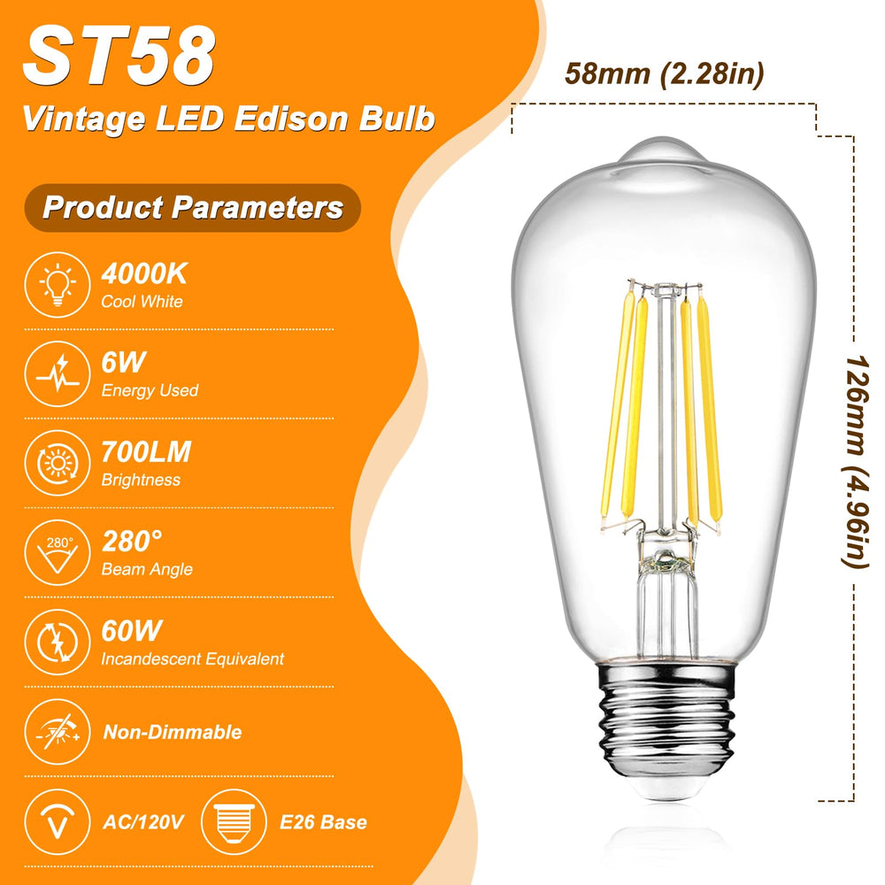Ascher clear glass ST58 close-up showing visible filament design