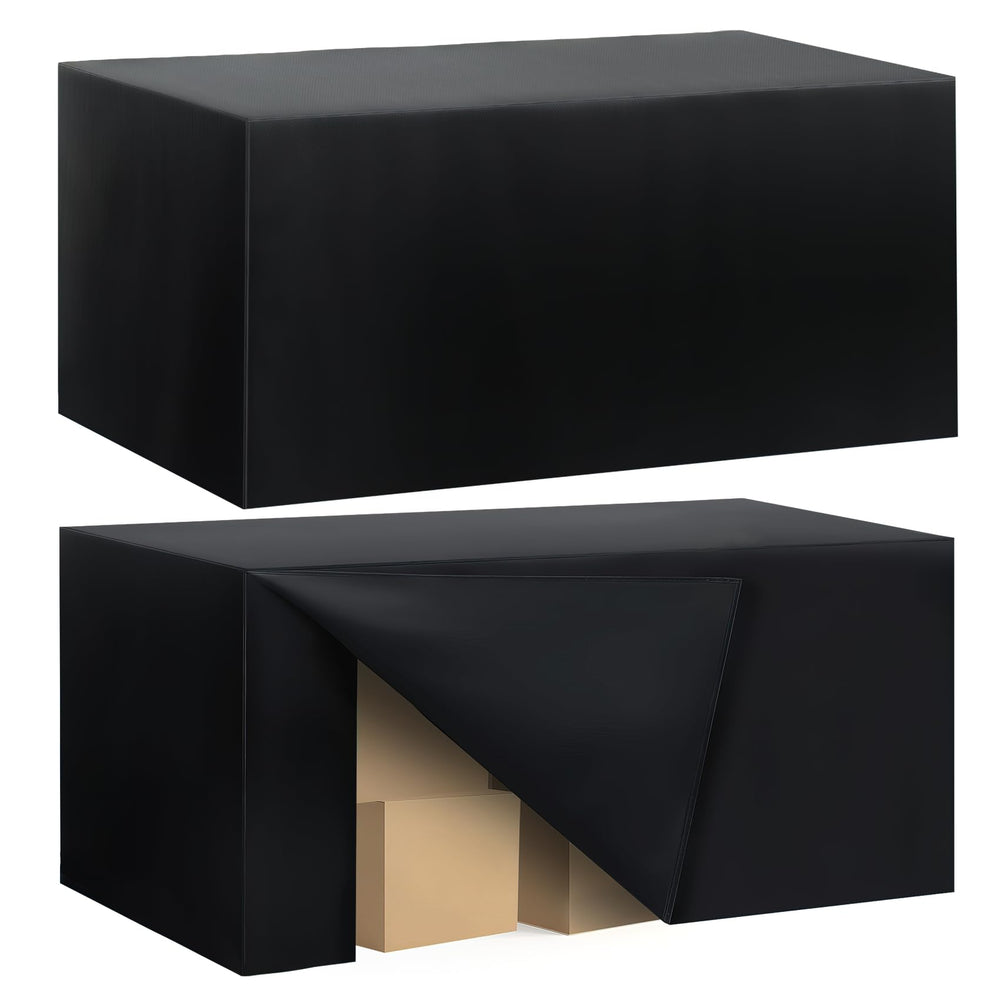 Ascoza front view of two-pack fitted tablecloths showing neat black finish and professional look