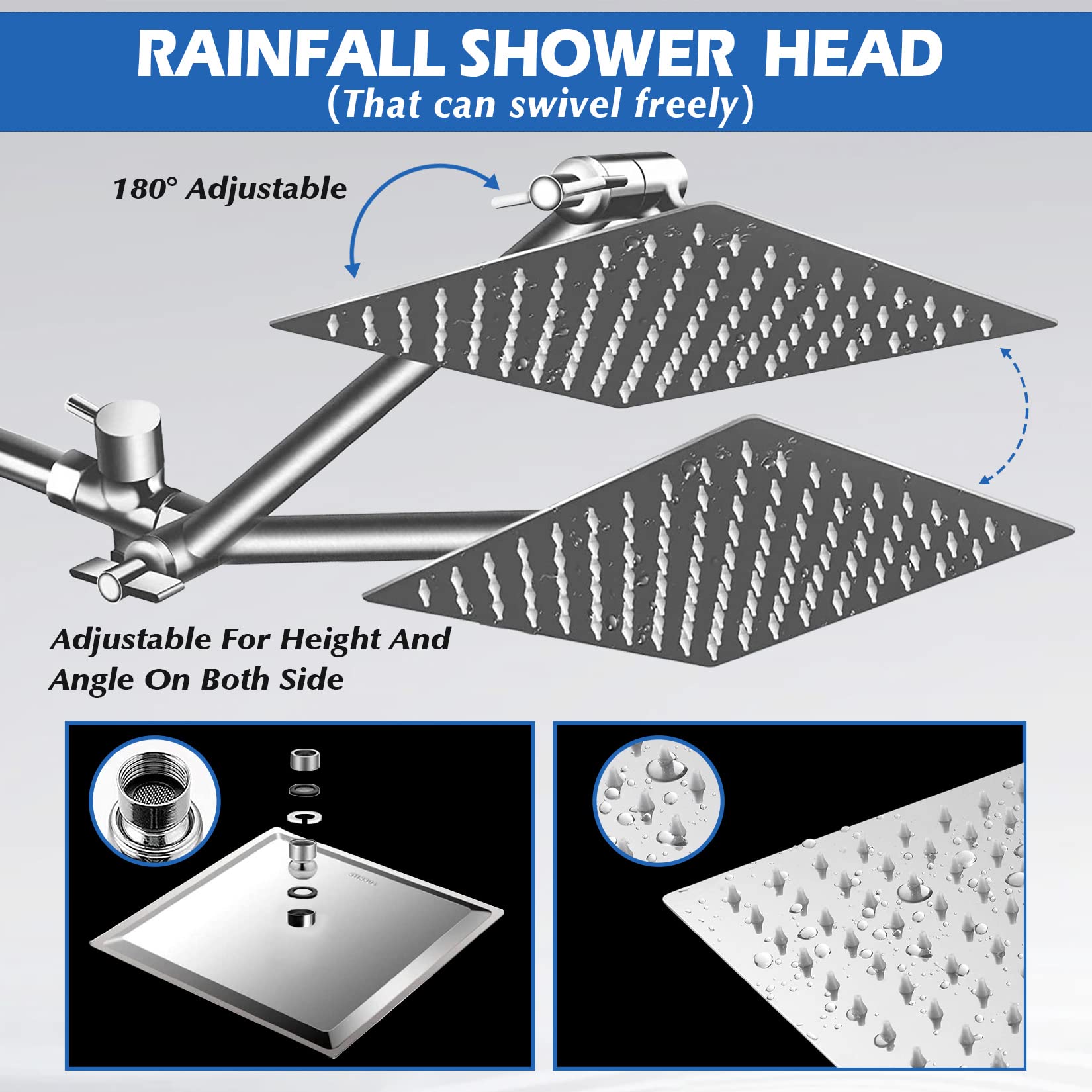 Ashwanth brass extension arm showing angle adjustment for custom shower positioning benefit