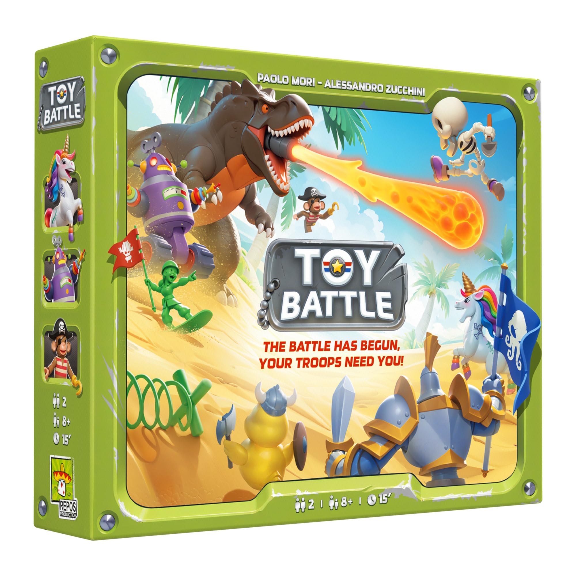 Asmodee Toy Battle front packaging showcasing bold artwork and quick play benefit