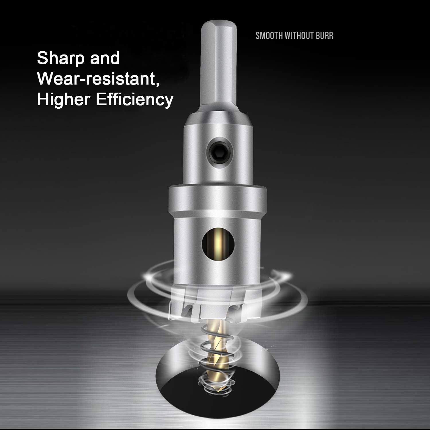ASNOMY hole saw mounted on magnetic drill in workshop improving large-hole efficiency