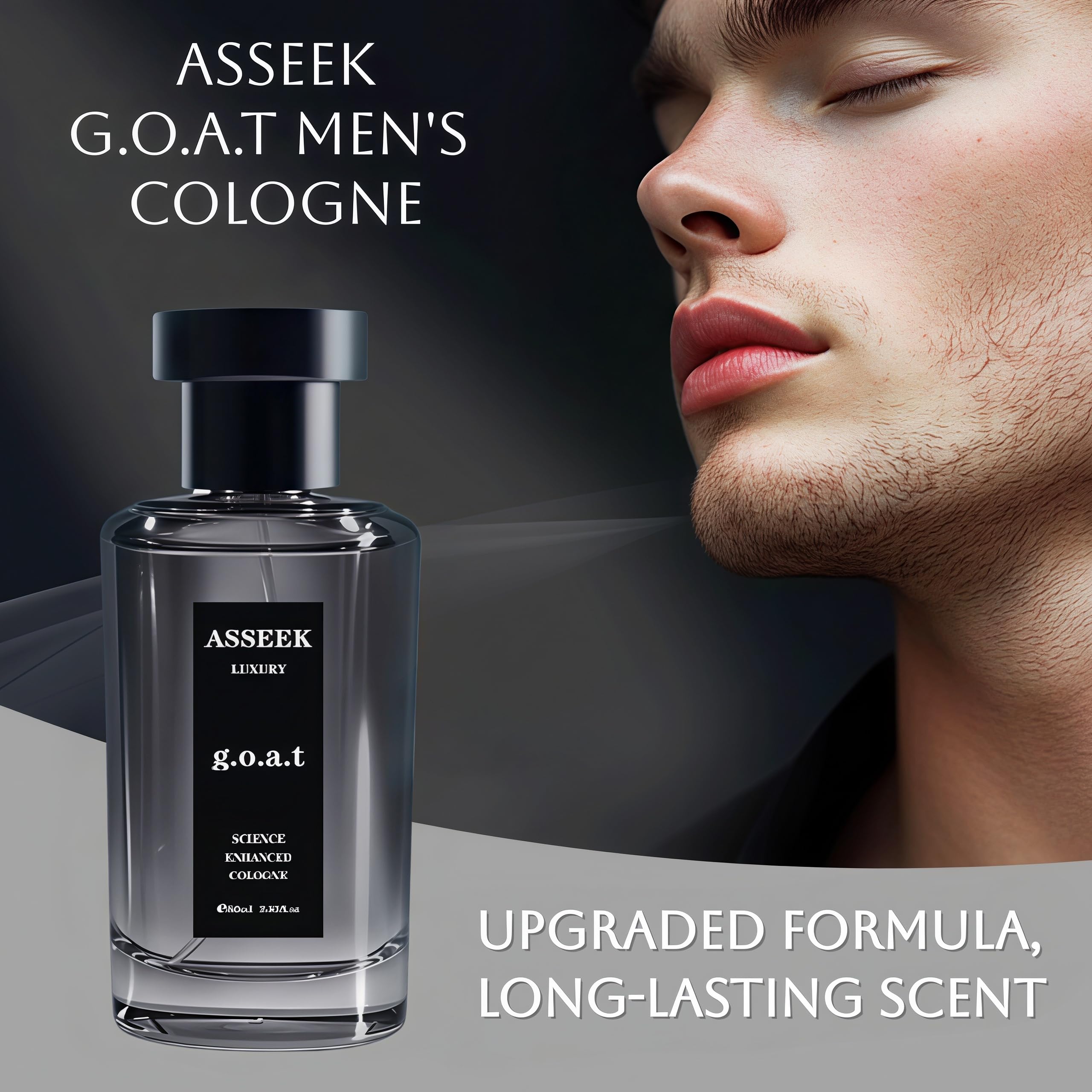 ASSEEK bottle on vanity with accessories conveying stylish daily use benefit