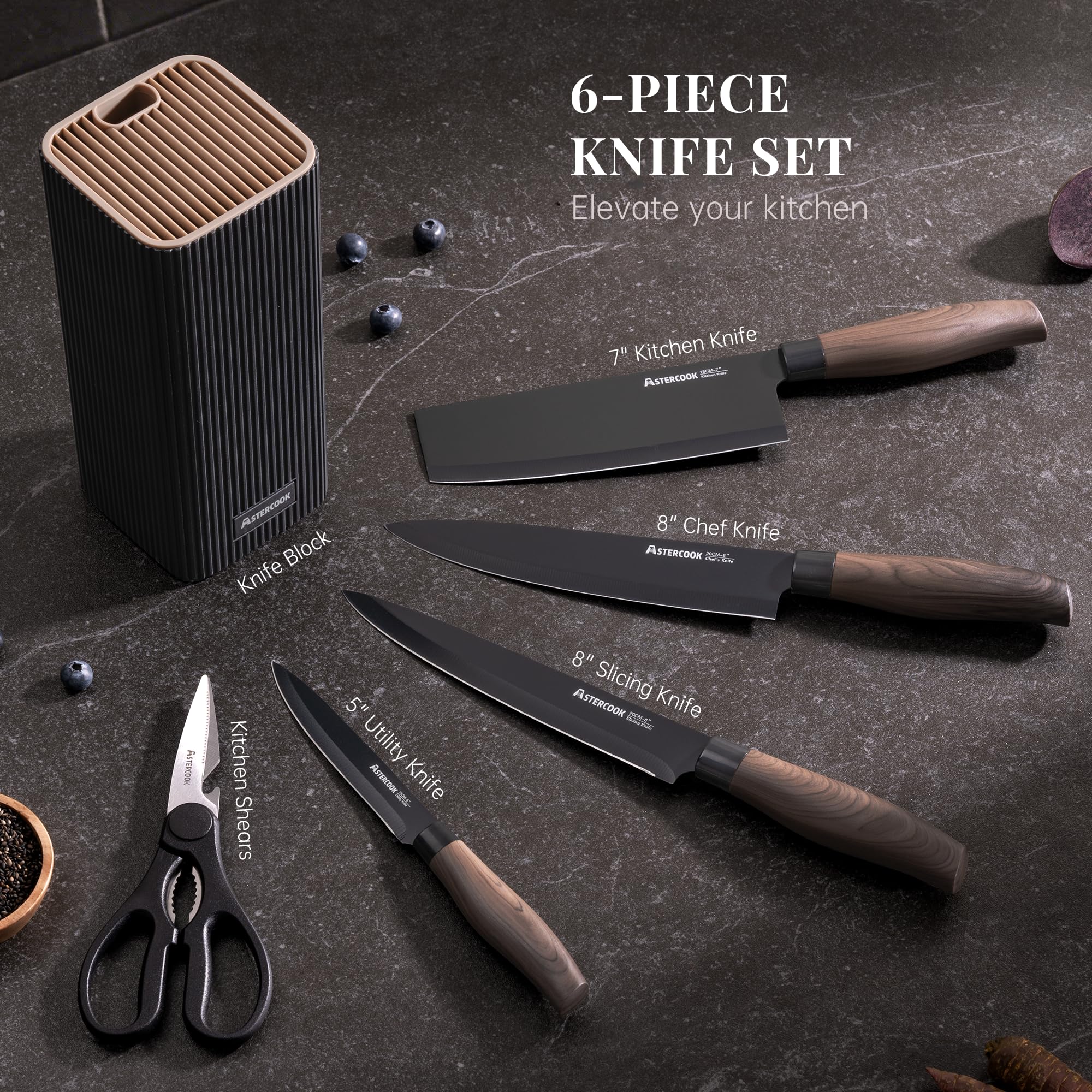 Astercook blade closeup highlighting high carbon steel sharpness and rust resistance