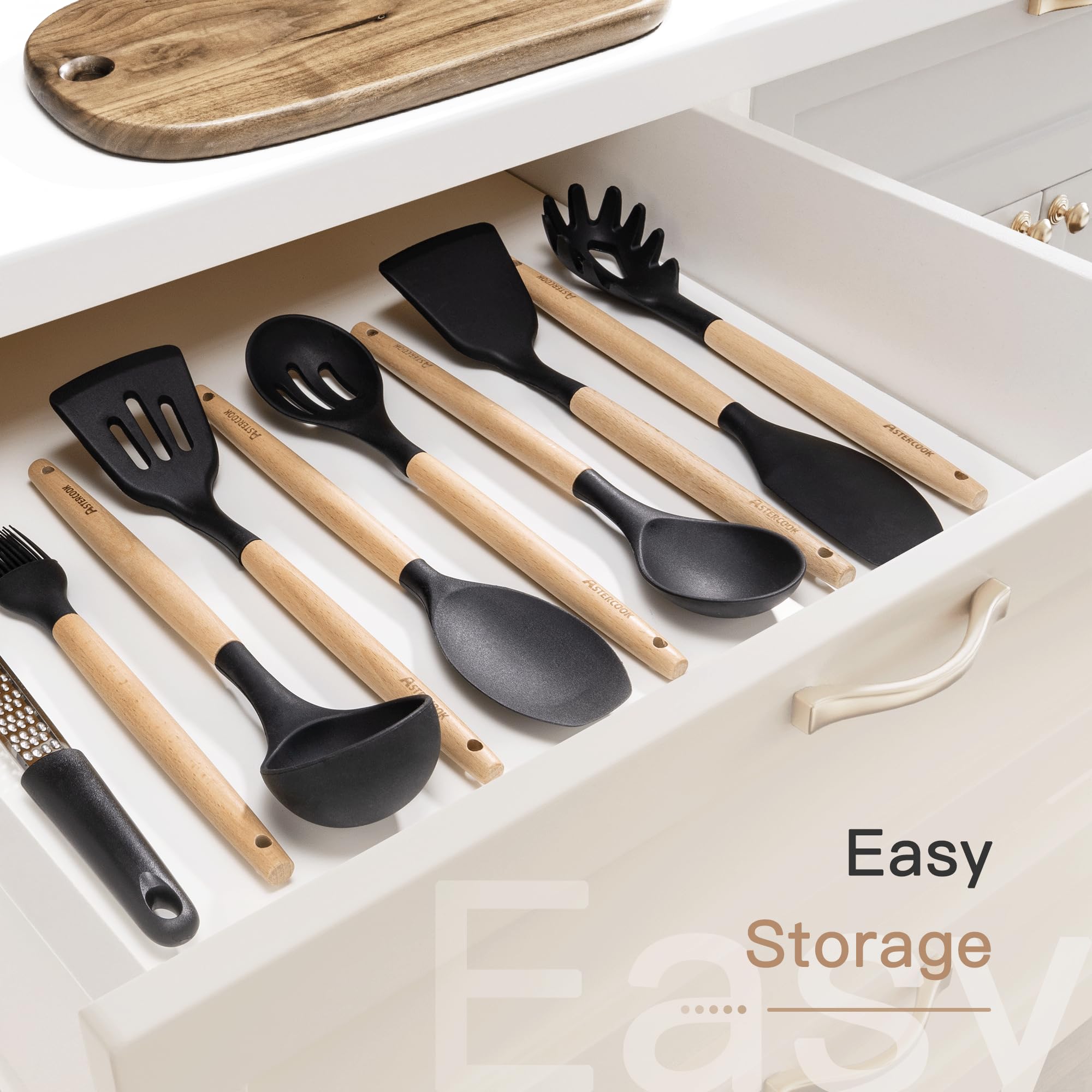 Astercook lifestyle kitchen display showing stylish set complementing modern kitchens benefit