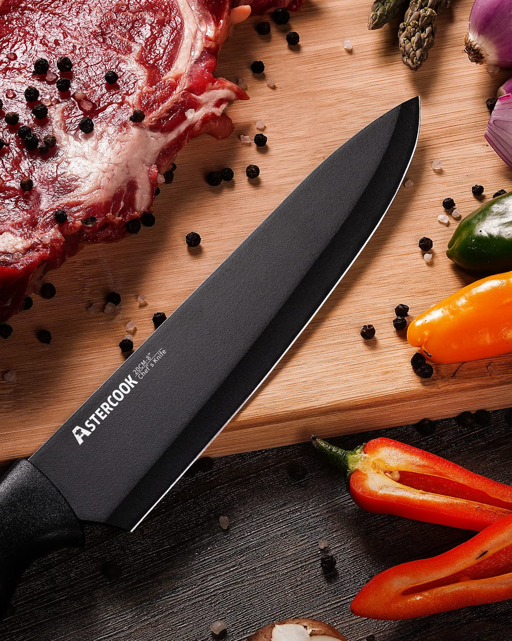 Astercook steak knives and shears arrangement for easy table service