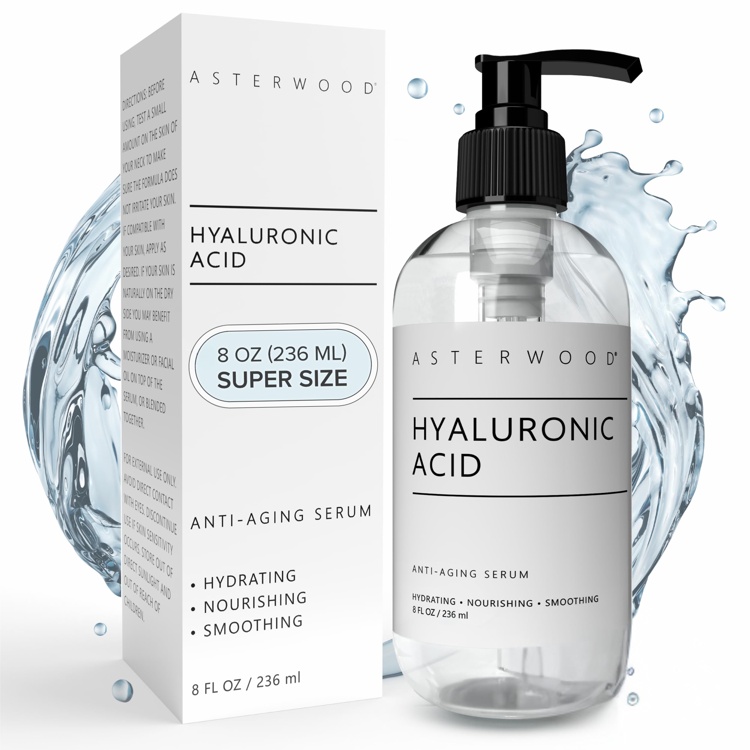 Asterwood front bottle showcasing clean hydrating serum benefits