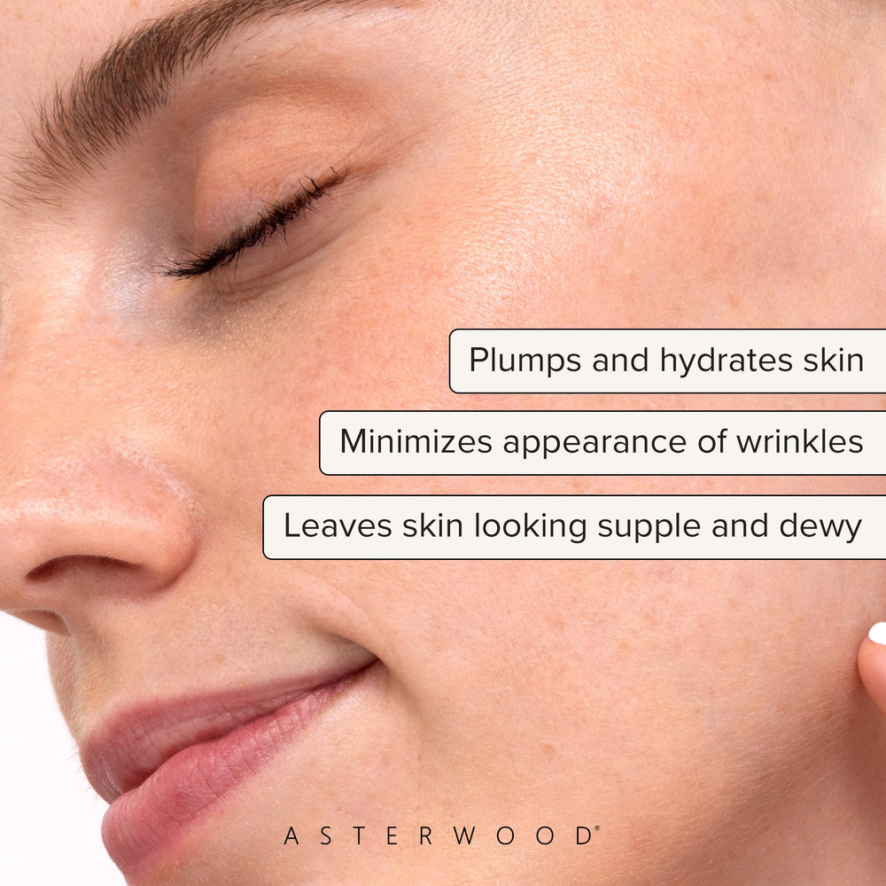 Asterwood texture close-up showing lightweight, fast-absorbing formula benefit