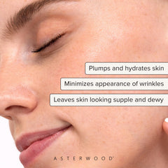 Asterwood texture close-up showing lightweight, fast-absorbing formula benefit
