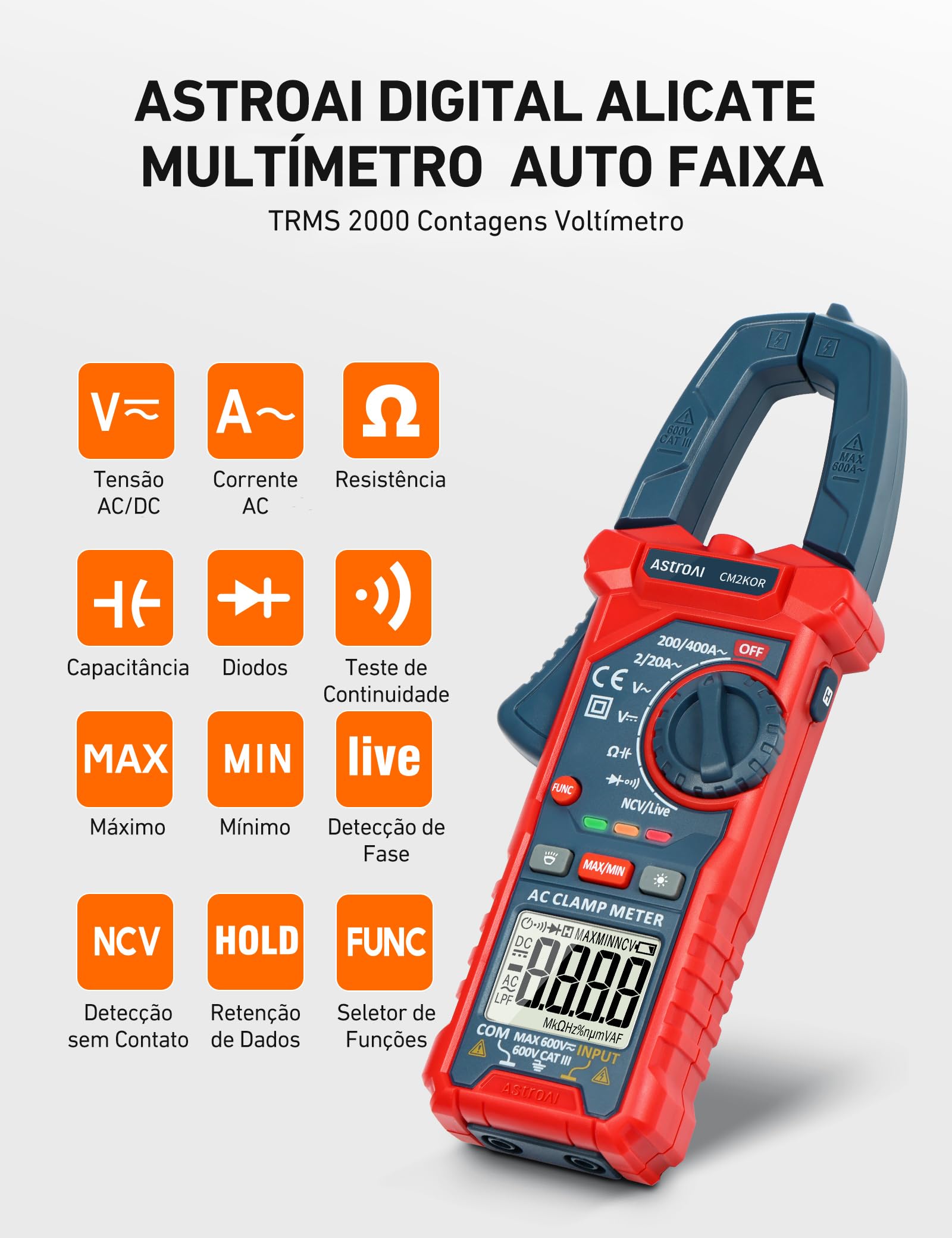 AstroAI clamp jaw close-up highlighting conductor center mark for accurate clamping