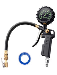 AstroAI front view showing compact inflator and gauge, durable construction benefit