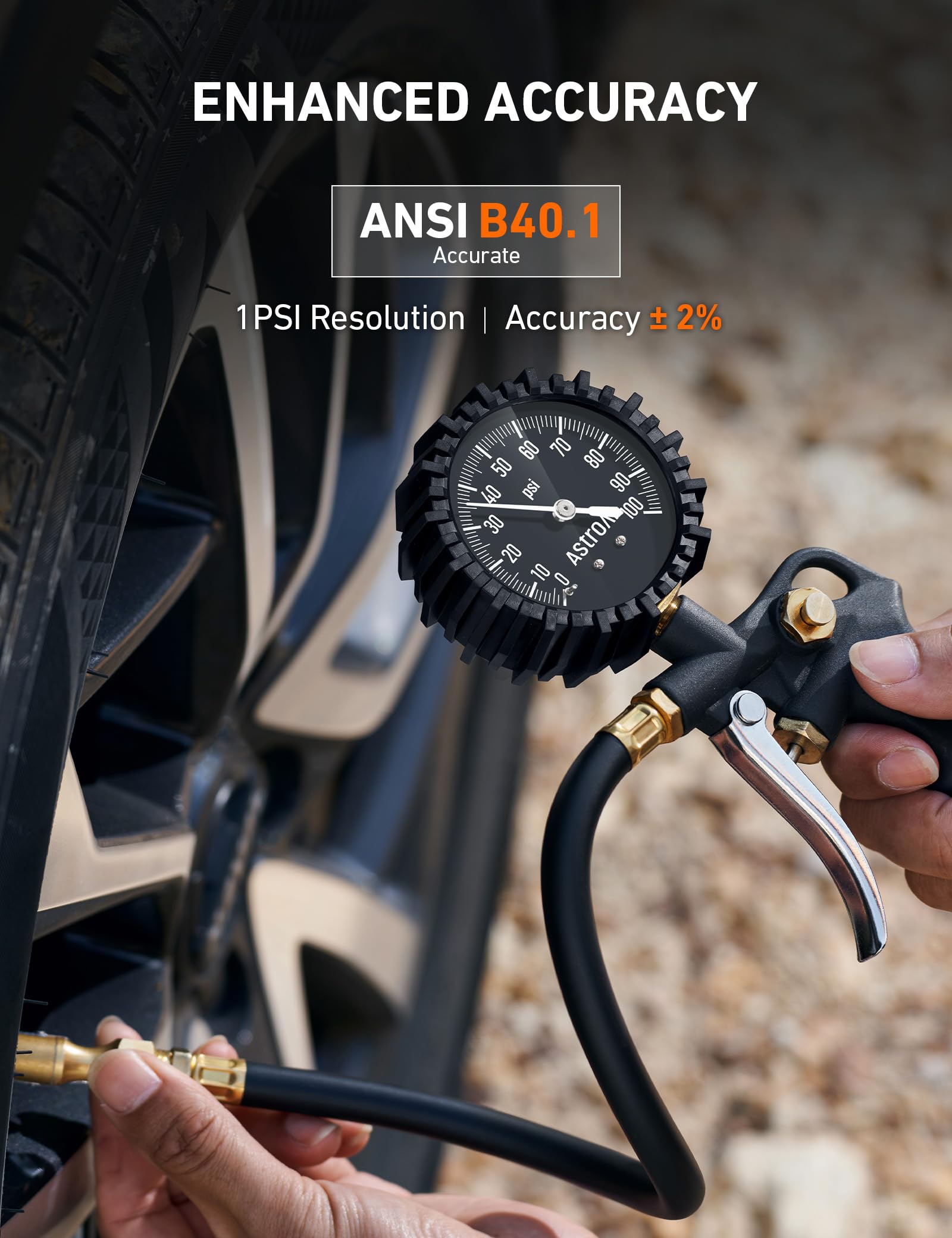 AstroAI inflator trigger detail highlighting easy one-handed inflation control