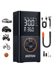 AstroAI L7 front view showing compact orange body and handle, easy storage benefit