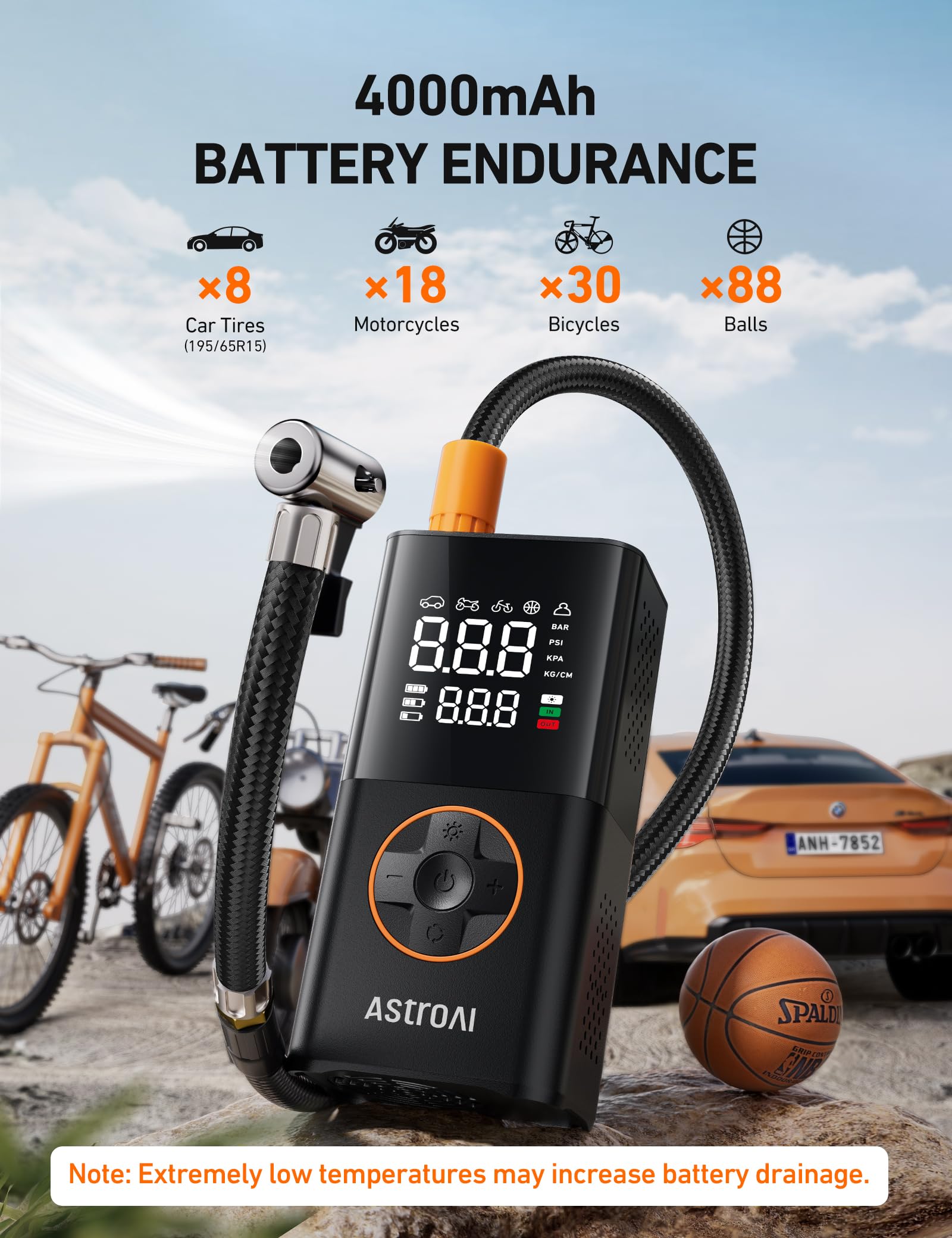 AstroAI L7 two-pack with included adapters and USB cord for immediate use