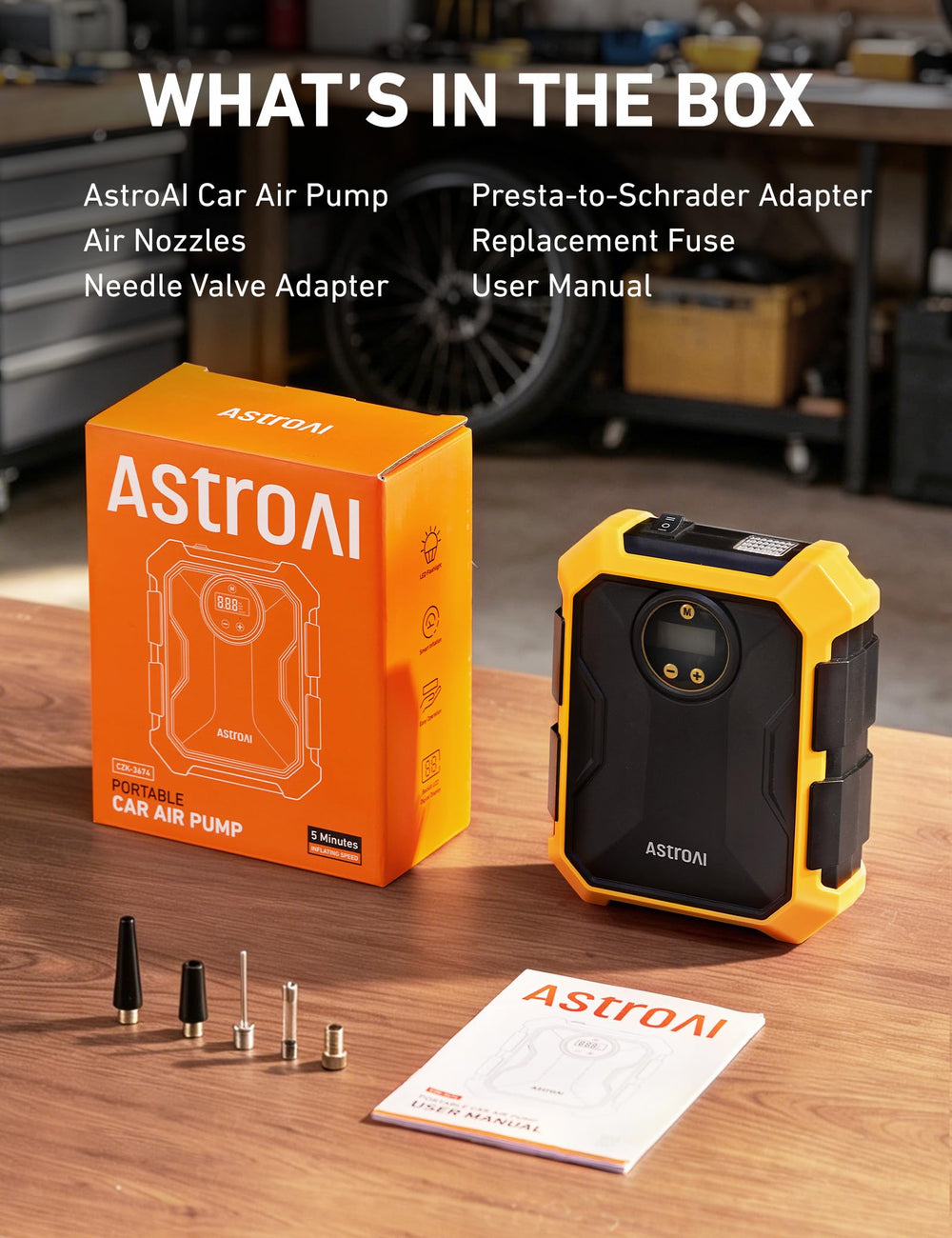 AstroAI in nighttime roadside use with LED illumination for safe operation