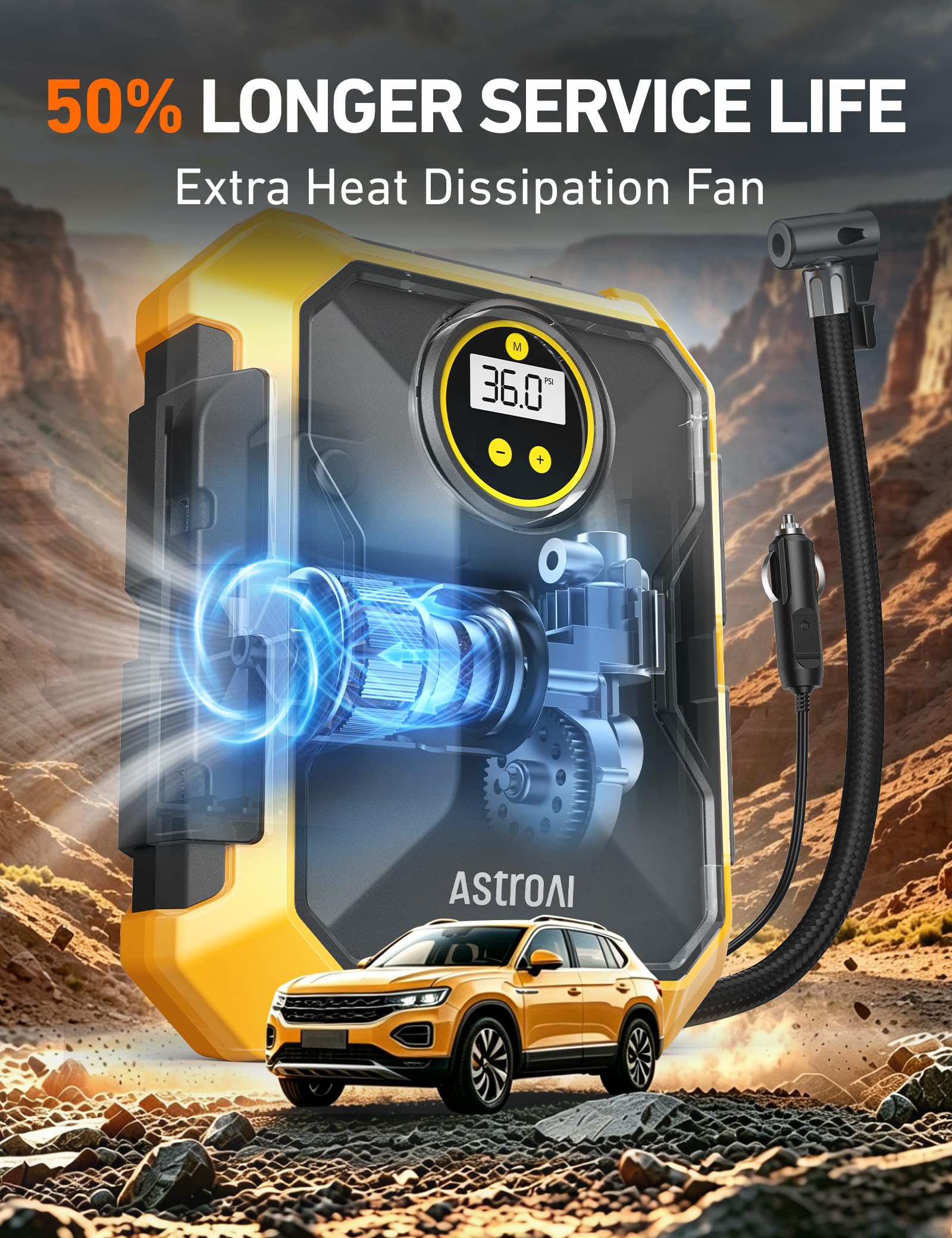 AstroAI three nozzles and extra fuse laid out for versatile inflation tasks
