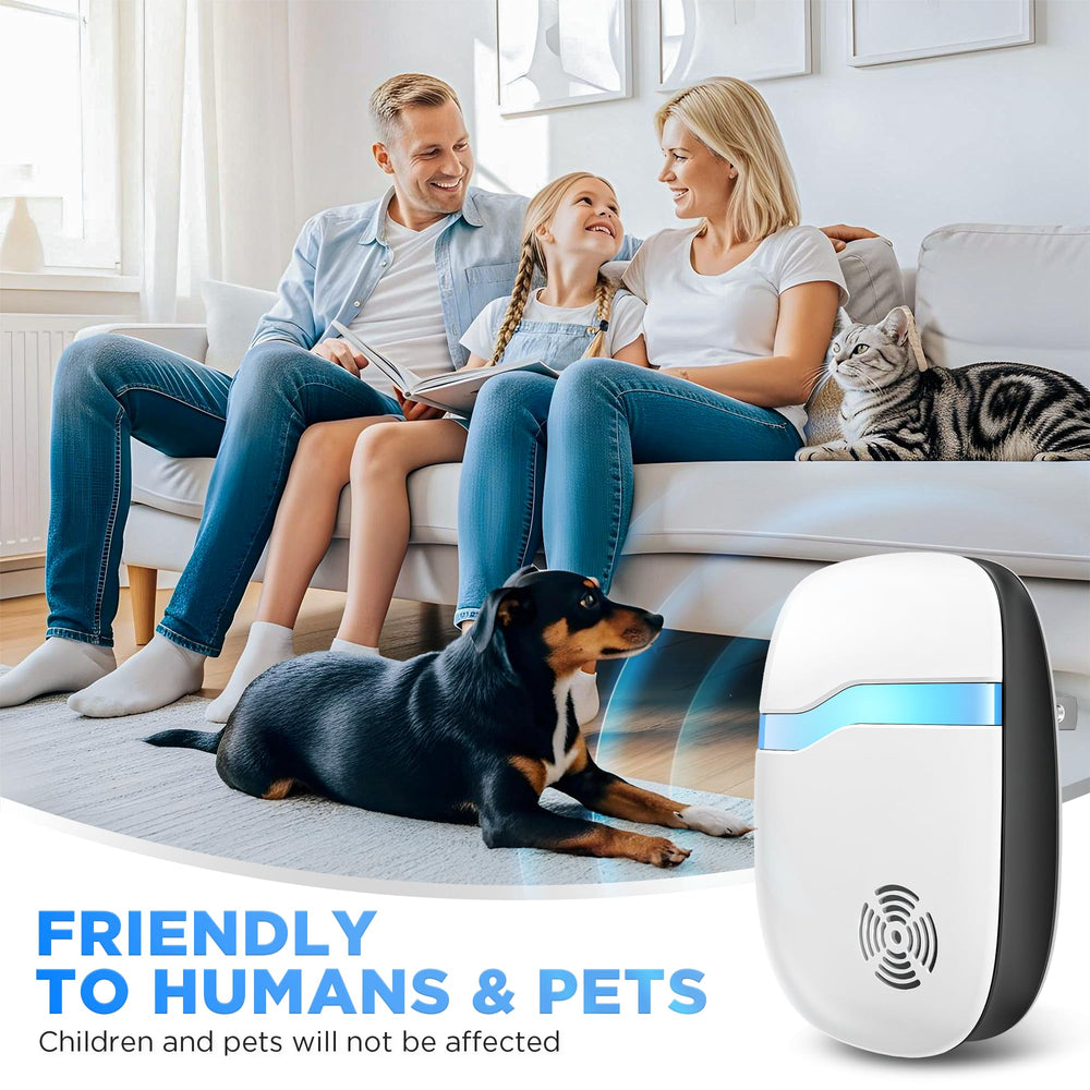 Asukin in use in living room demonstrating silent, chemical-free pest control