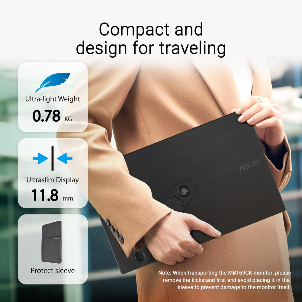 ASUS ZenScreen rear view with tripod socket for secure mounting options