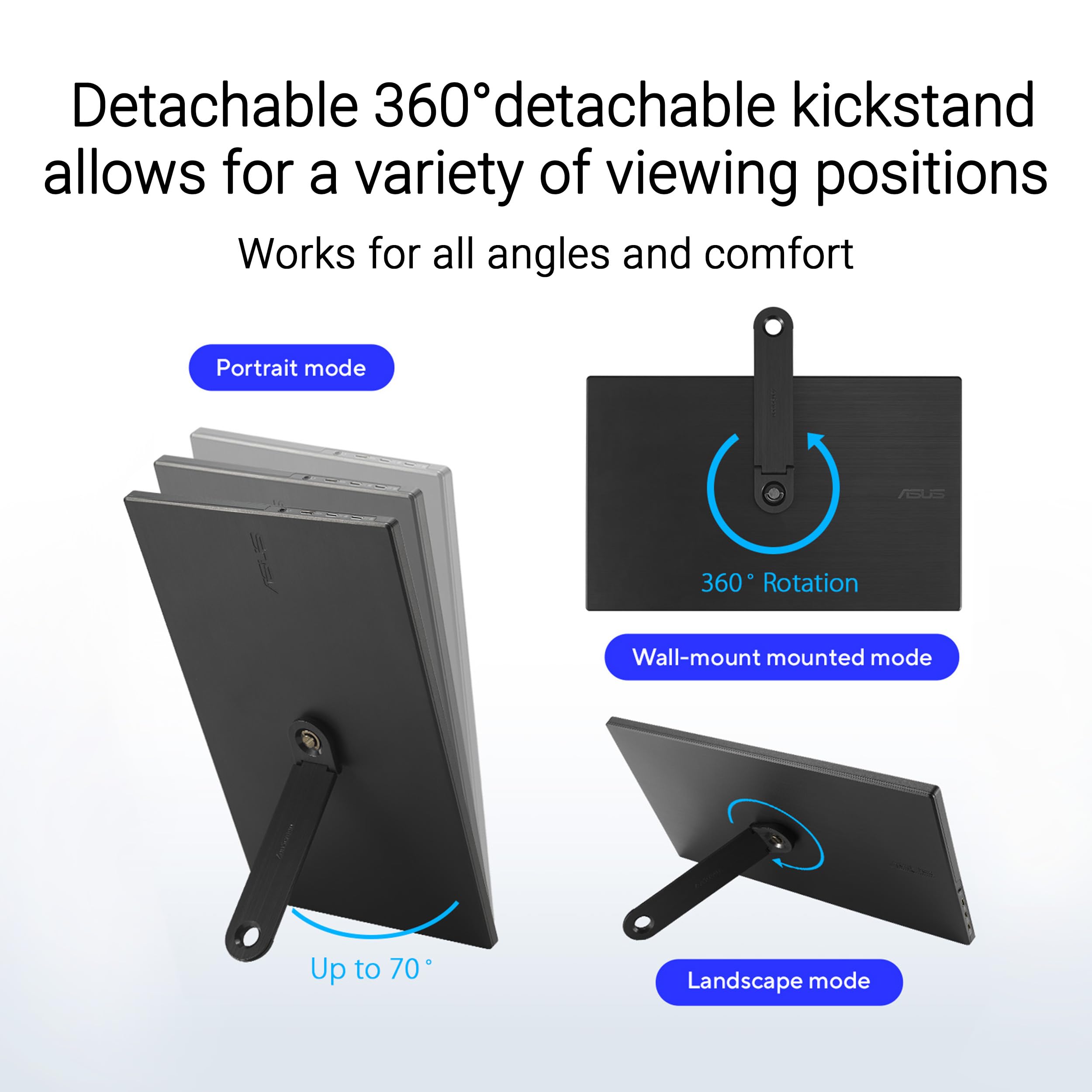 ASUS ZenScreen with kickstand set up on table for stable ergonomic viewing