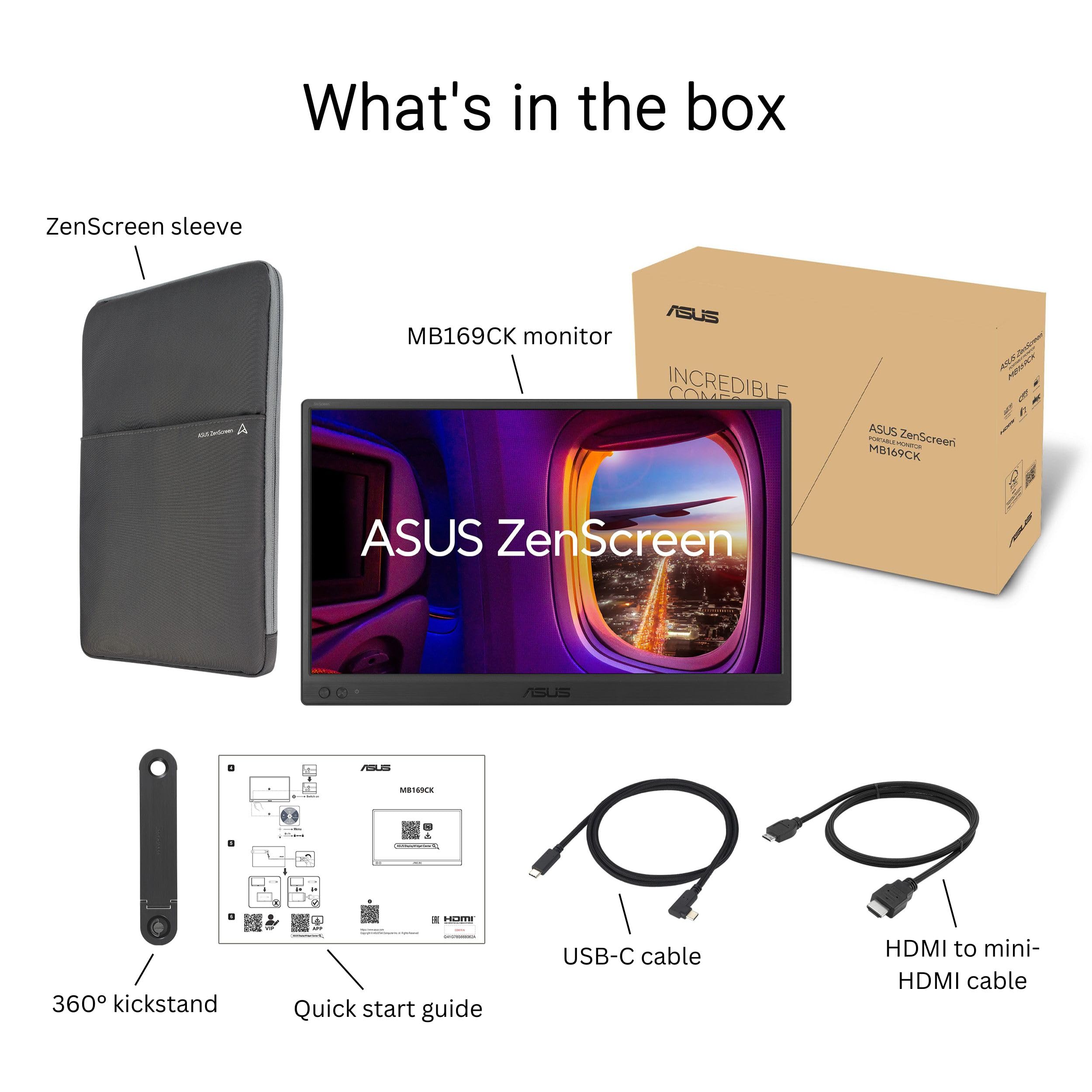 ASUS ZenScreen next to backpack illustrating compact travel-ready scale