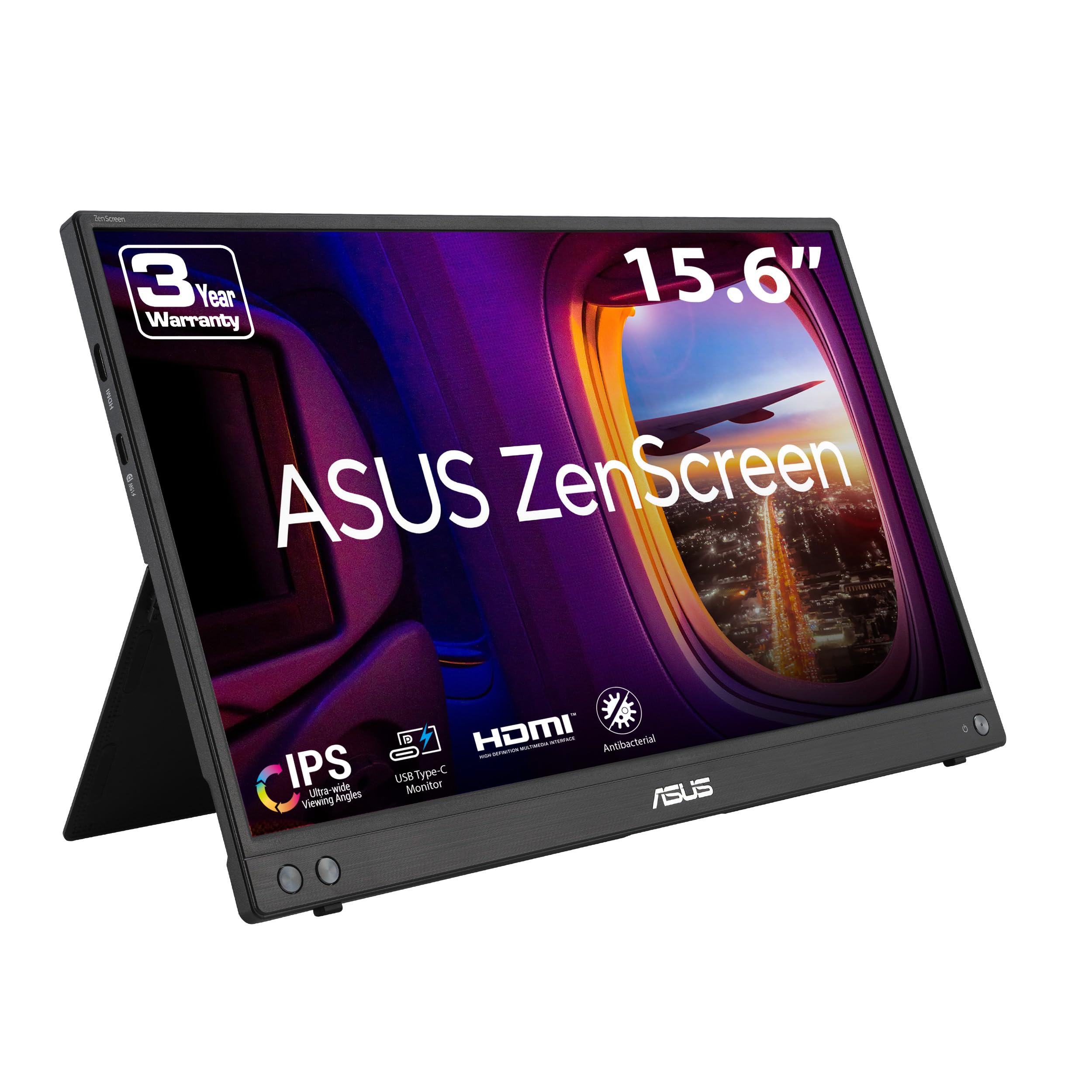ASUS ZenScreen front view showing full 15.6-inch display and clear visuals
