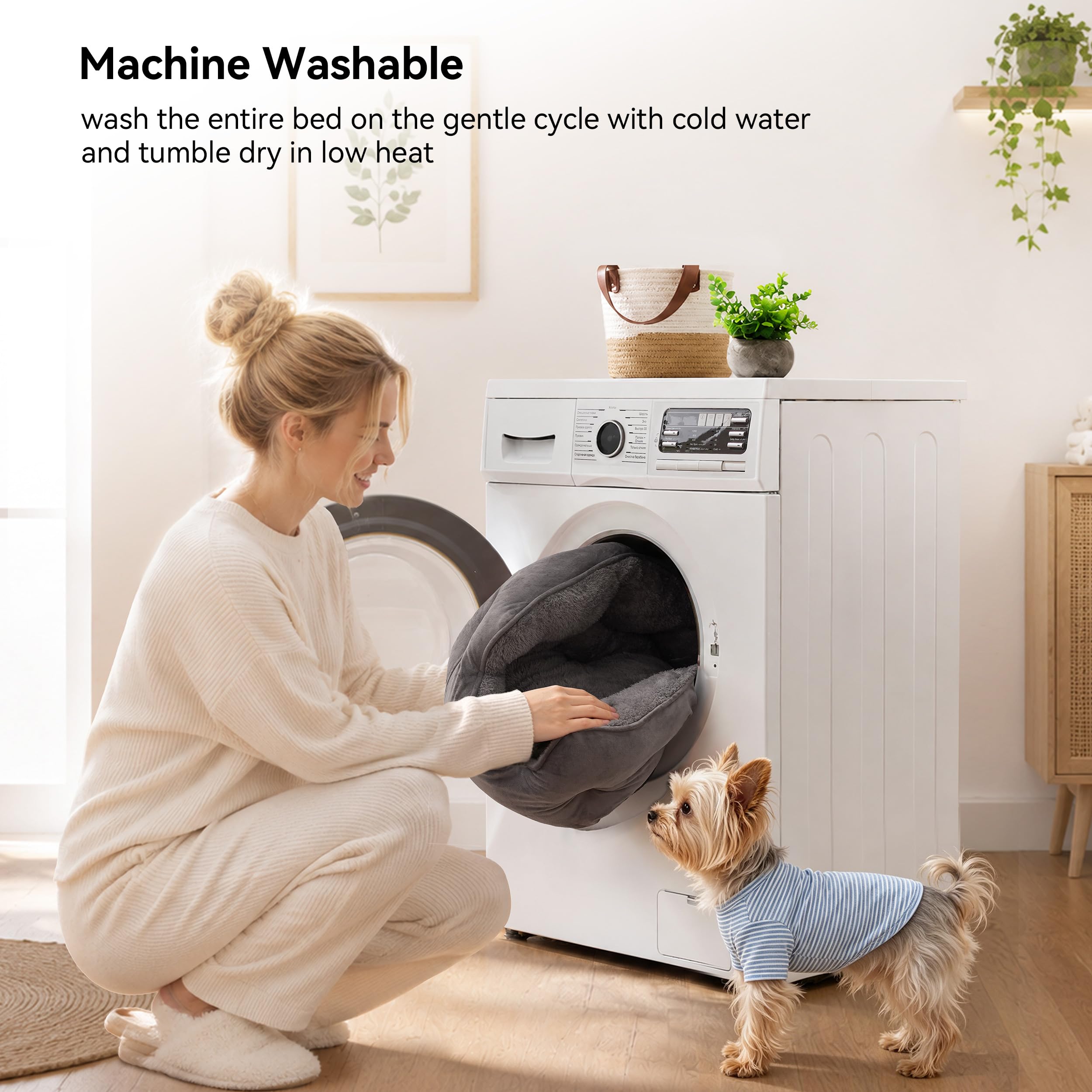 Asvin 20-inch bed beside toy showing accurate size and scale
