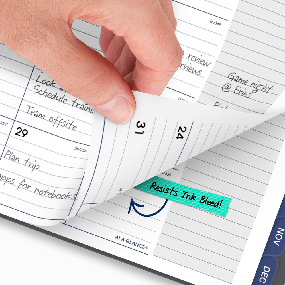 AT-A-GLANCE close-up of ruled daily block for tidy entries