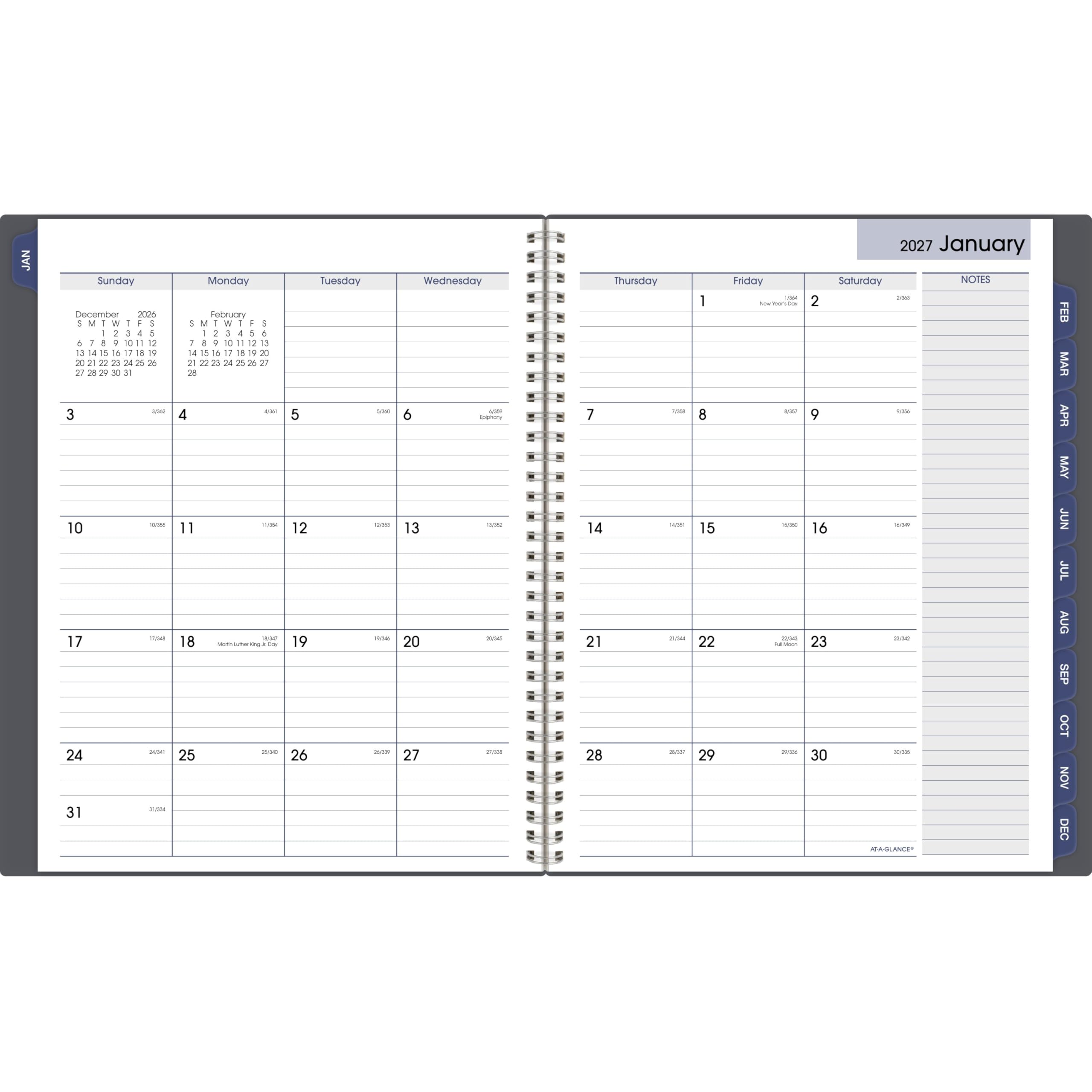 AT-A-GLANCE planner held in hand to show 8.5x11 size