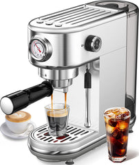 atatix front view of espresso machine showing compact design and controls for easy use