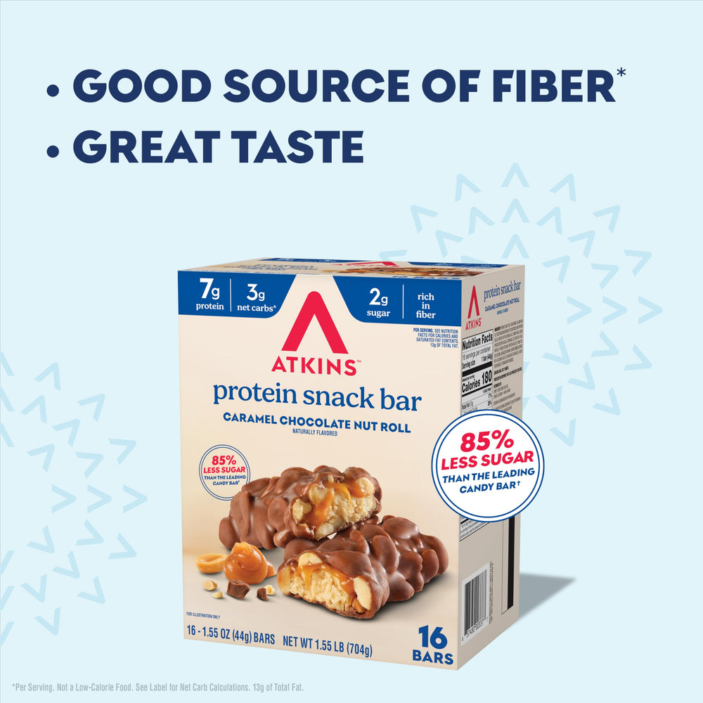 Hand holding an Atkins bar for on-the-go snacking convenience
