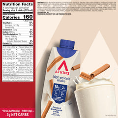 Atkins nutrition label close-up highlighting protein and low net carbs