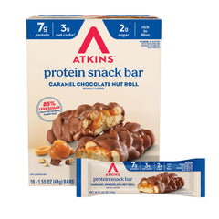 Atkins front packaging showing 16-count box and benefits