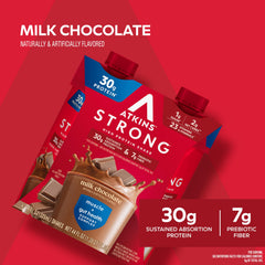 Atkins strong texture closeup emphasizing smooth texture and satisfying taste benefit