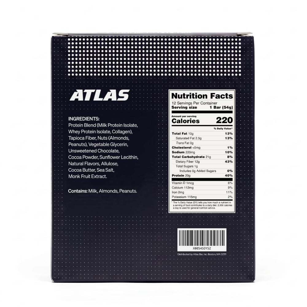 Atlas Protein Bar close-up texture and chocolate for true cocoa taste