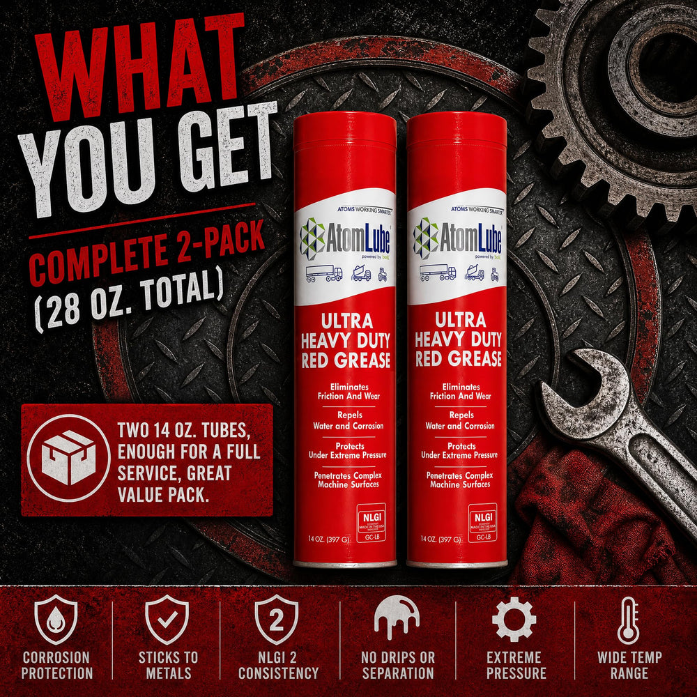 AtomLube label close-up with NLGI GC-LB certification and specs