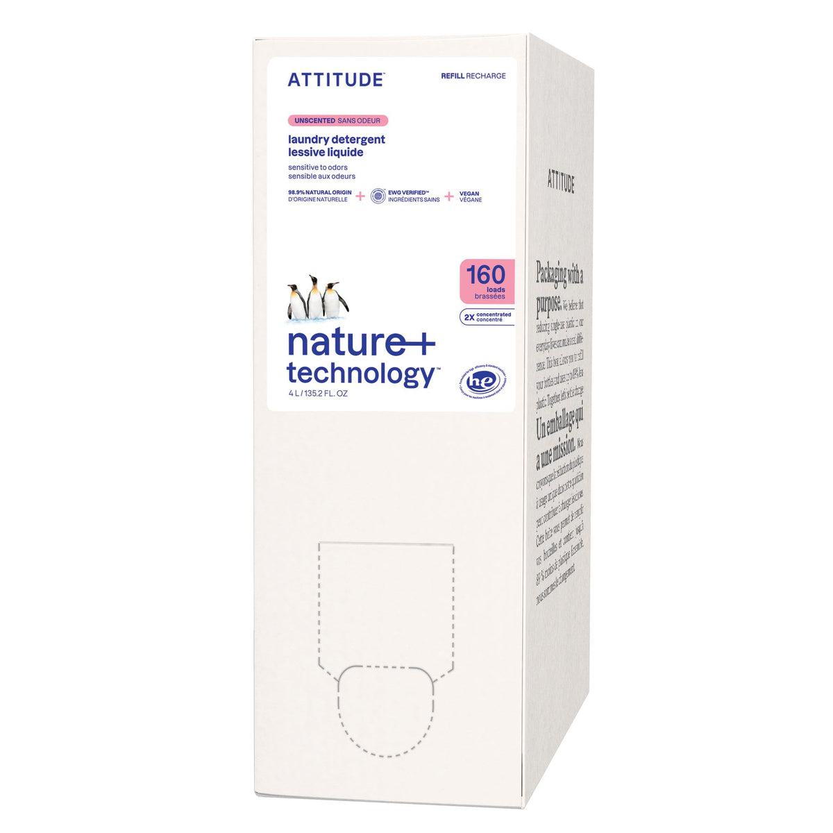 ATTITUDE front packaging refill showing unscented label and benefits