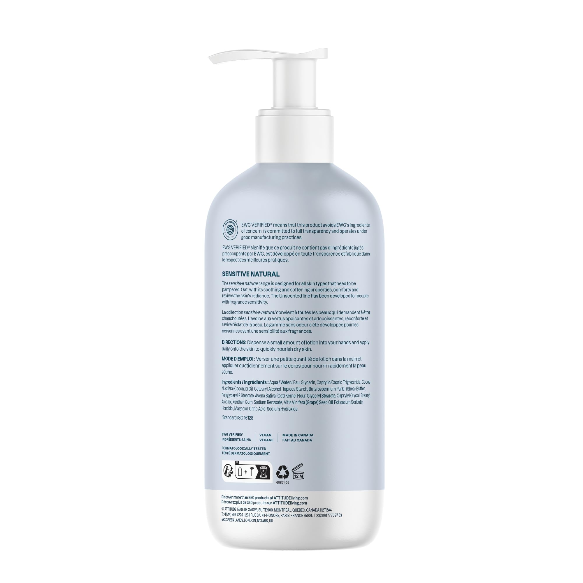 ATTITUDE ingredients label close-up showing EWG VERIFIED transparency benefit